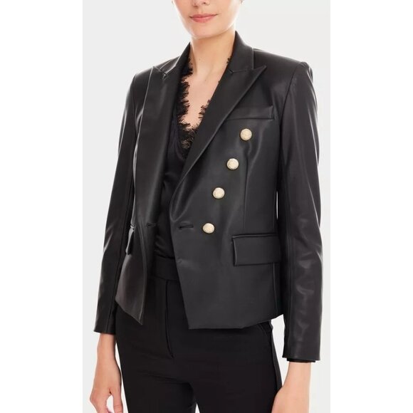 New Generation Love Delilah Vegan Gold Leather Blazer Jacket Size XS - Picture 6 of 6